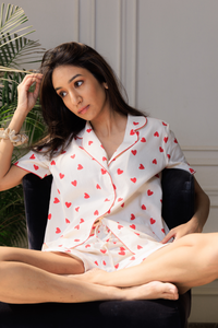 Sweetheart Printed Viscose Twill Women's Shorts Set
