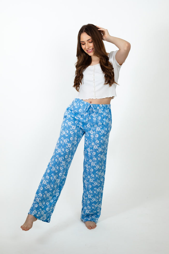 Sophie Blue Floral Cotton Women's Pajama