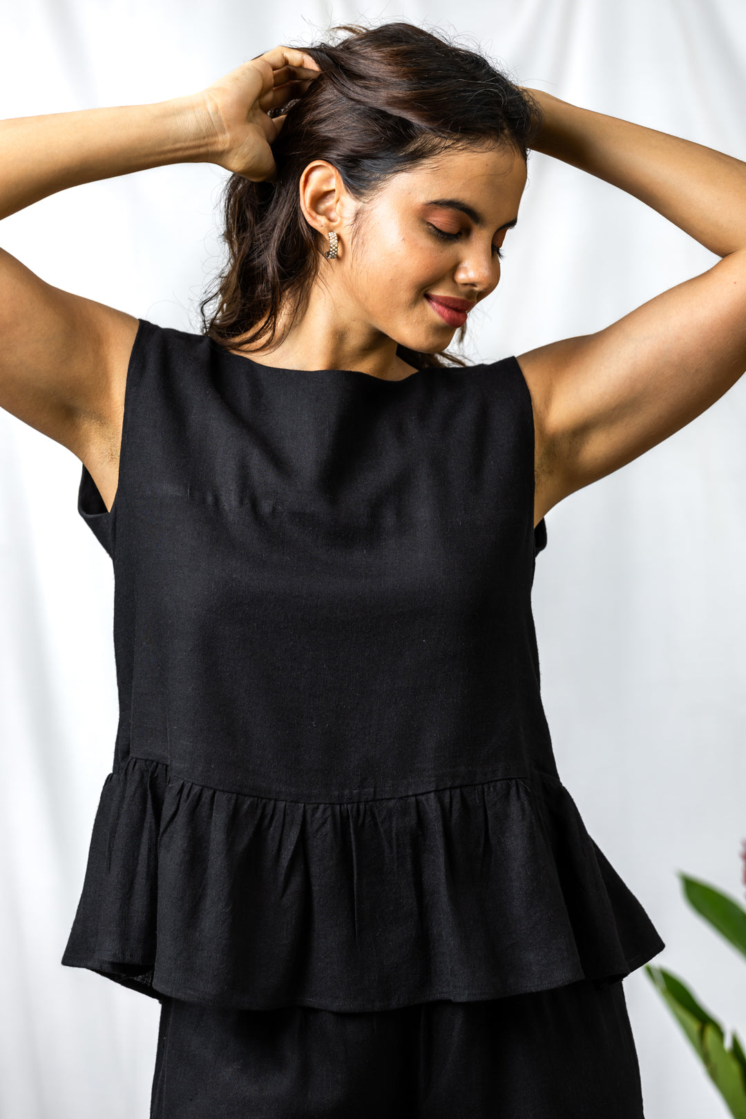 Ella Black Linen Women's Lounge Co-ord Set