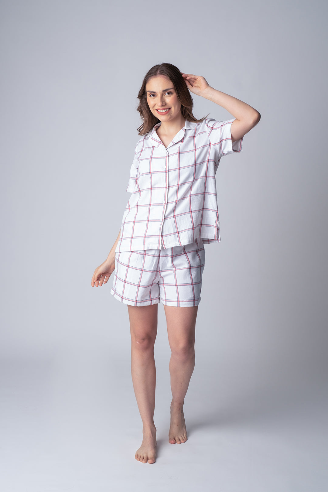 Madeline White Soft Cotton Women's Shorts Set