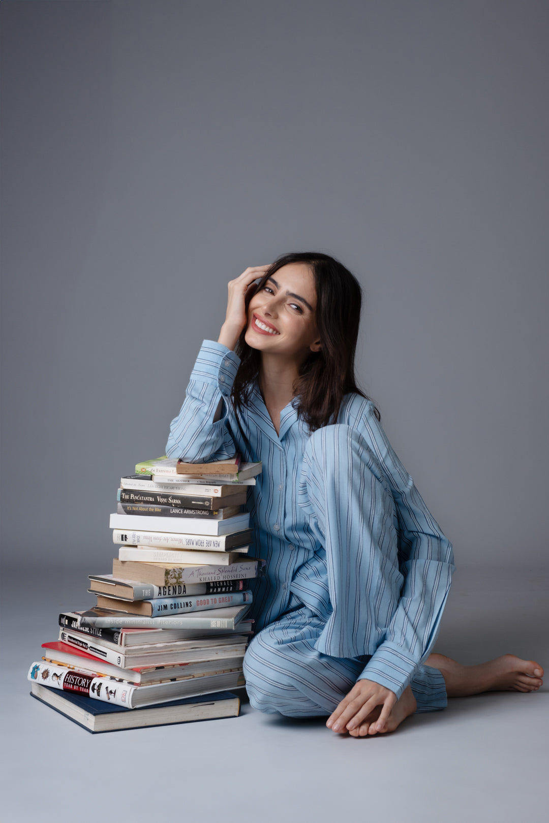 Boyfriend Stripe Cotton Women's Pajama Set - Full Sleeves