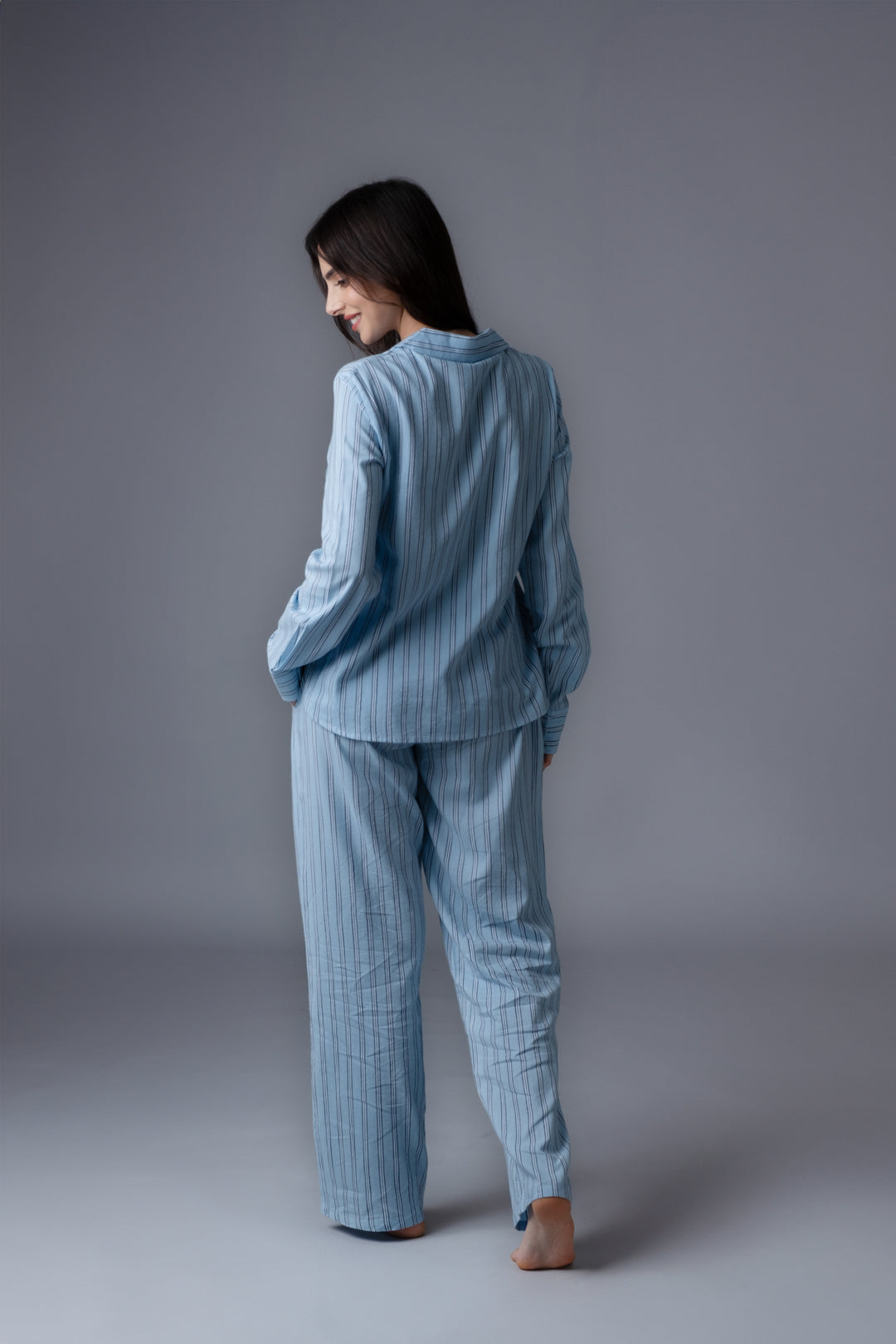 Boyfriend Stripe Cotton Women's Pajama Set - Full Sleeves