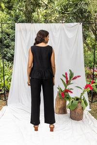 Ella Black Linen Women's Lounge Pant