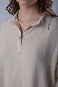 Kai Beige Linen Women's Lounge Top