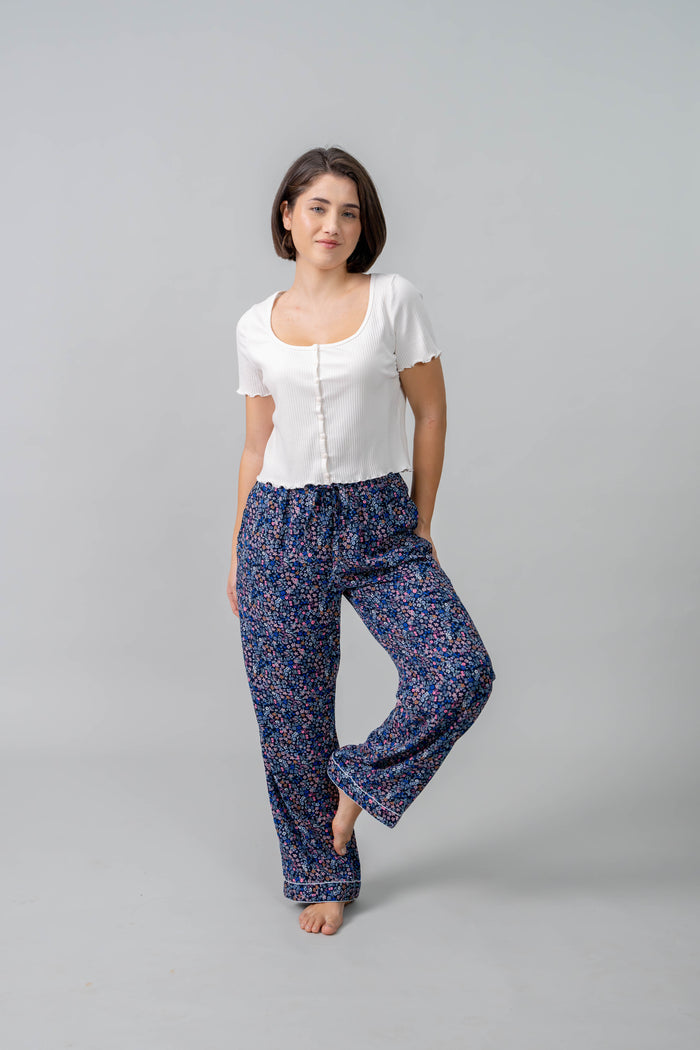 Ditsy Blossom Floral Cotton Blend Women's Pajama