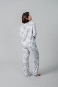 Ivy Blue Floral Cotton Blend Women's Pajama Set- Full Sleeves