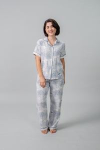 Ivy Blue Floral Cotton Blend Women's Pajama Set- Half Sleeves