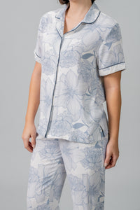 Ivy Blue Floral Cotton Blend Women's Pajama Set- Half Sleeves
