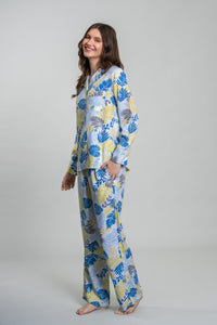 Sunset Island Printed Cotton Blend Women's Pajama Set- Full Sleeves