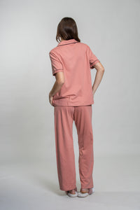 Peach Cotton Knit Women's Pajama Set