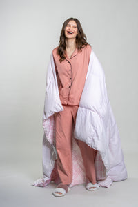 Peach Cotton Knit Women's Pajama Set