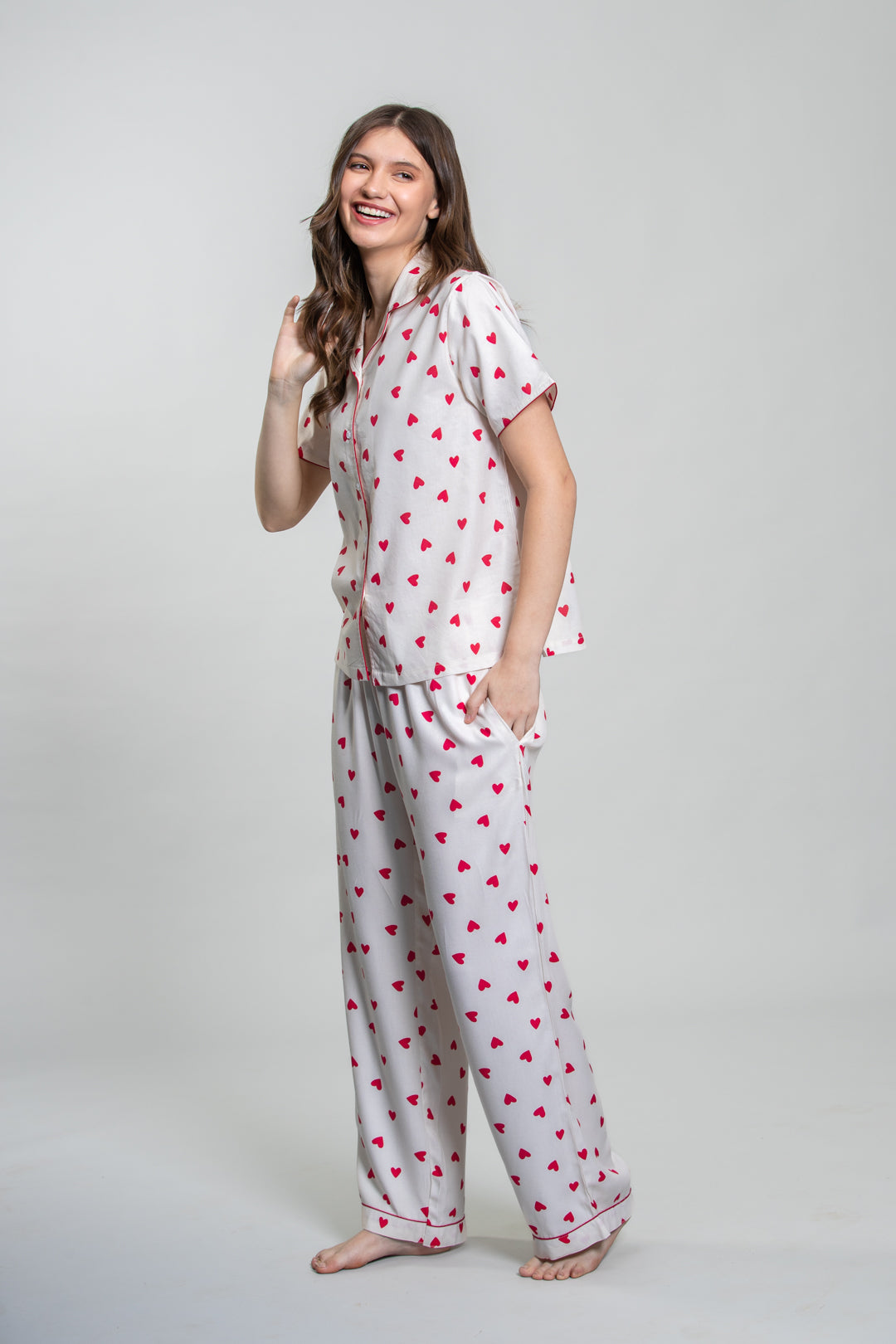 Sweetheart Print Women's Viscose Twill Pajama Set