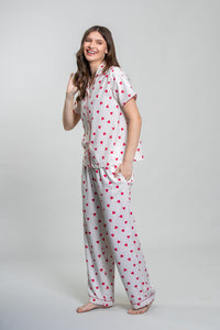 Sweetheart Print Women's Viscose Twill Pajama Set