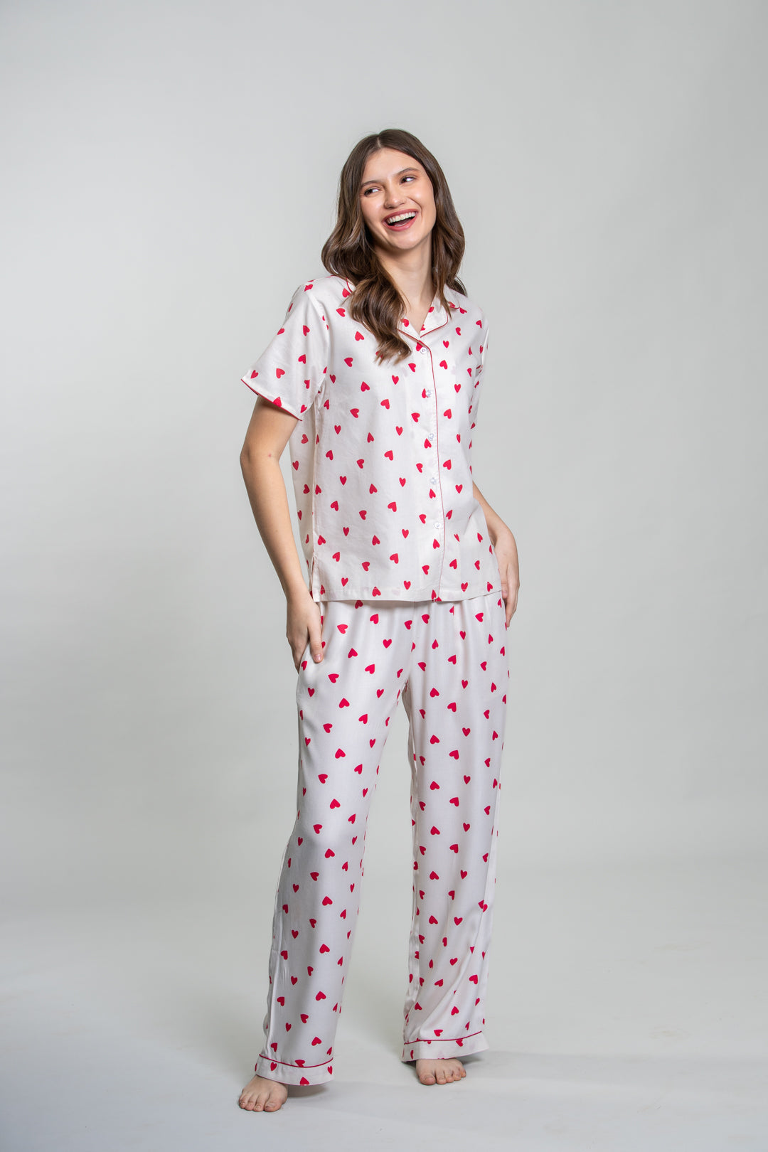 Sweetheart Print Women's Viscose Twill Pajama Set