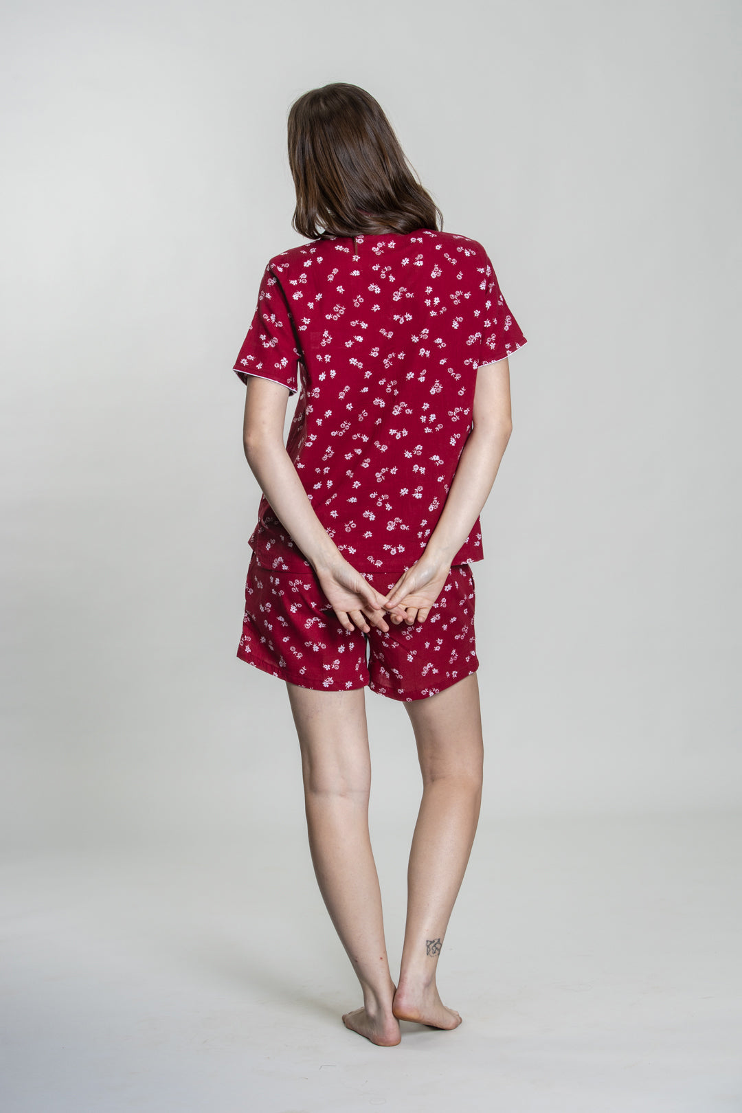 Daphne Ditsy Printed Cotton Blend Women's Shorts Set- Half Sleeves
