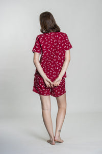 Daphne Ditsy Printed Cotton Blend Women's Shorts Set- Half Sleeves
