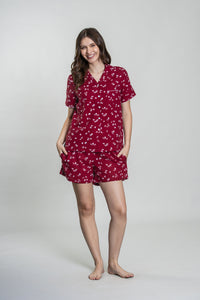 Daphne Ditsy Printed Cotton Blend Women's Shorts Set- Half Sleeves