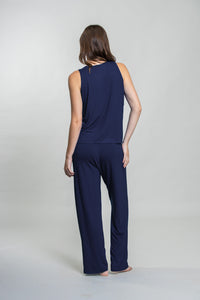 Navy Lucy Butter-Soft Viscose Knit Women's Pajama Set- Sleeveless