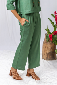 Masai Green Linen Women's Pleated Lounge Pants