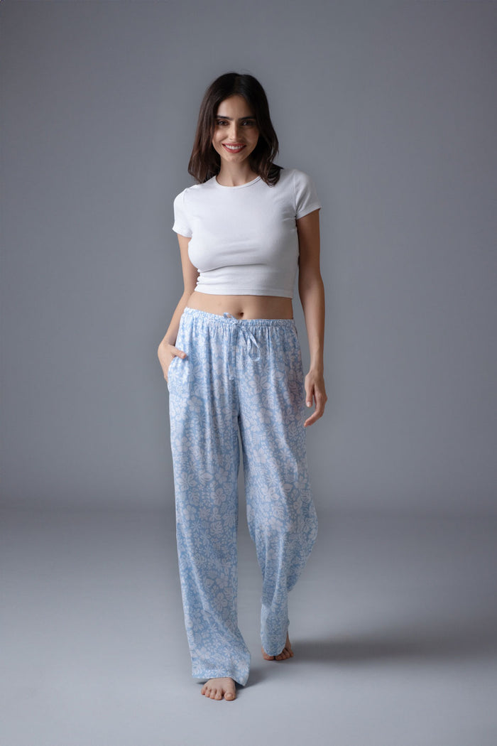 Bella Blue Printed Cotton Blend Women's Pajama