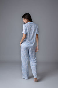 Bella Blue Printed Cotton Blend Women's Pajama Set - Half Sleeves