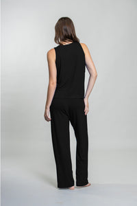 Black Lucy Butter-Soft Viscose Knit Women's Pajama Set- Sleeveless