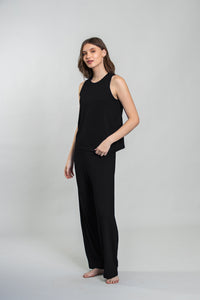Black Lucy Butter-Soft Viscose Knit Women's Pajama Set- Sleeveless