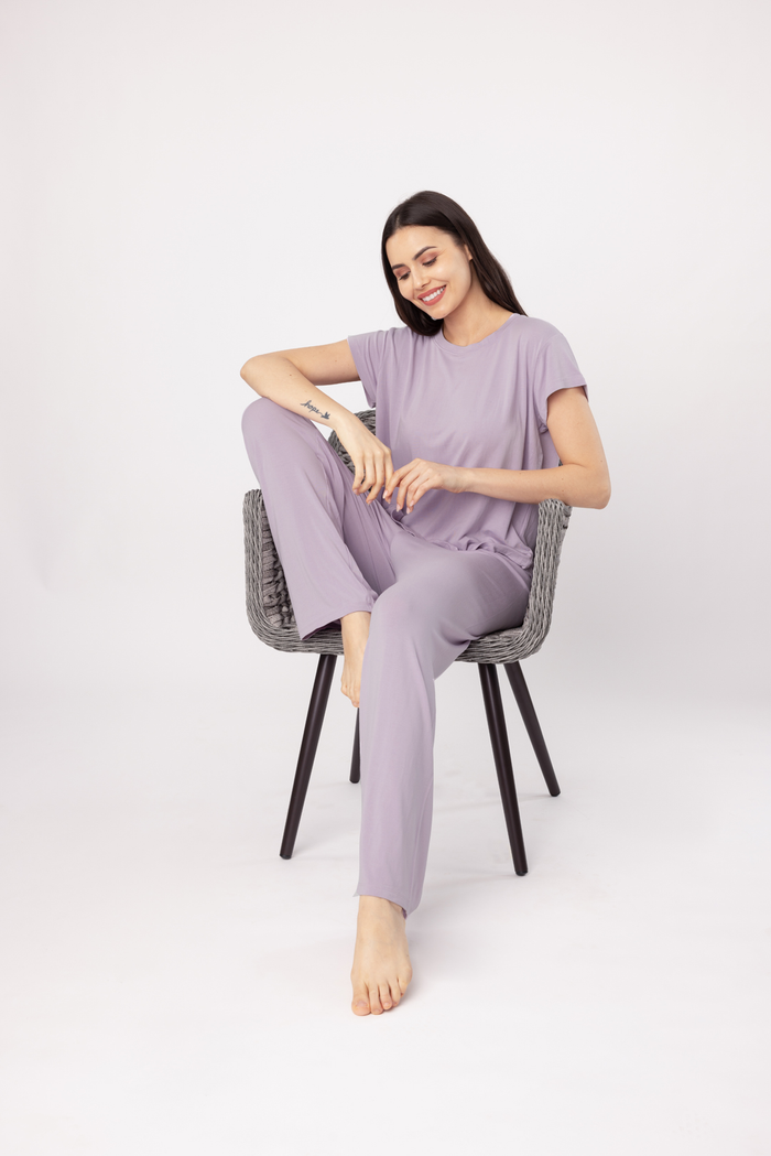 Lilac Lucy Butter-soft Cotton Knit Women's Pajama Set