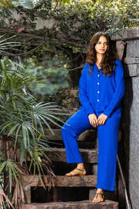 Out of the Blue Linen Women's Lounge Shirt