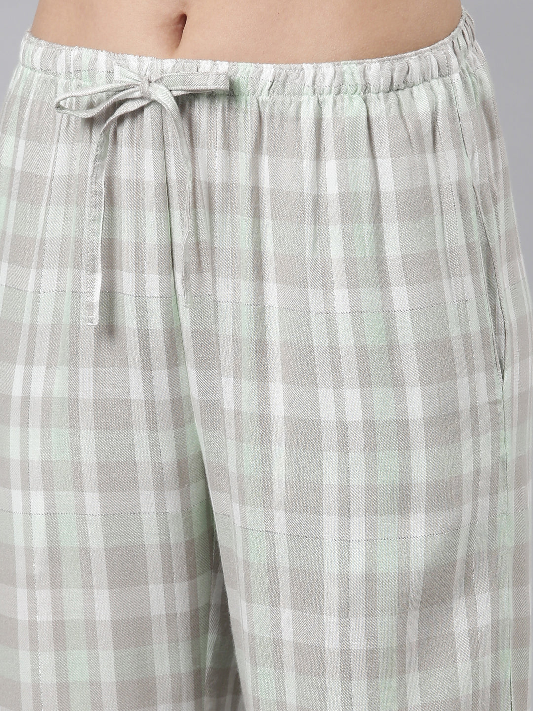 Green Lurex Twill Cotton Women's Pajama