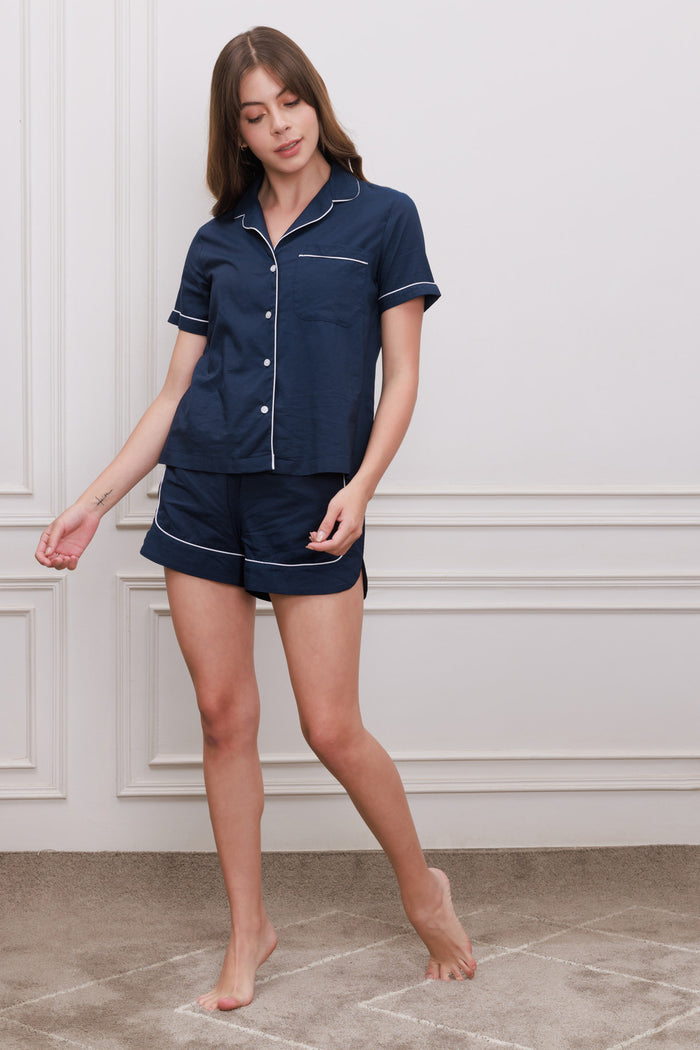 Midnight Navy Emily  Soft Cotton Women's Shorts Set