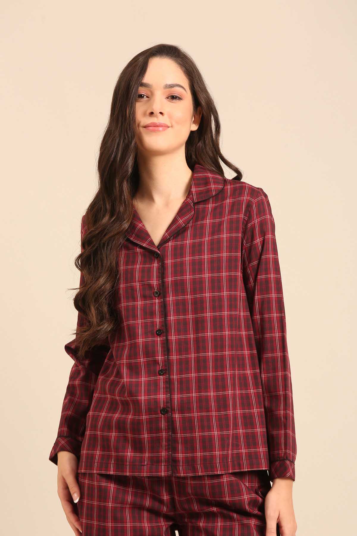 Veronica Plaid Cotton Women's Shirt - Full Sleeves