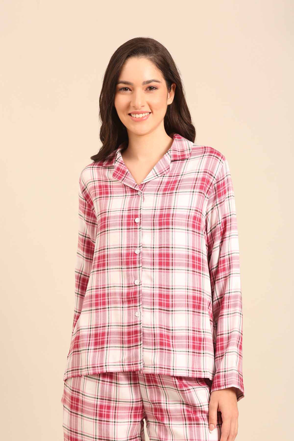 Nina Check Viscose Twill Women's Shirt - Full Sleeves
