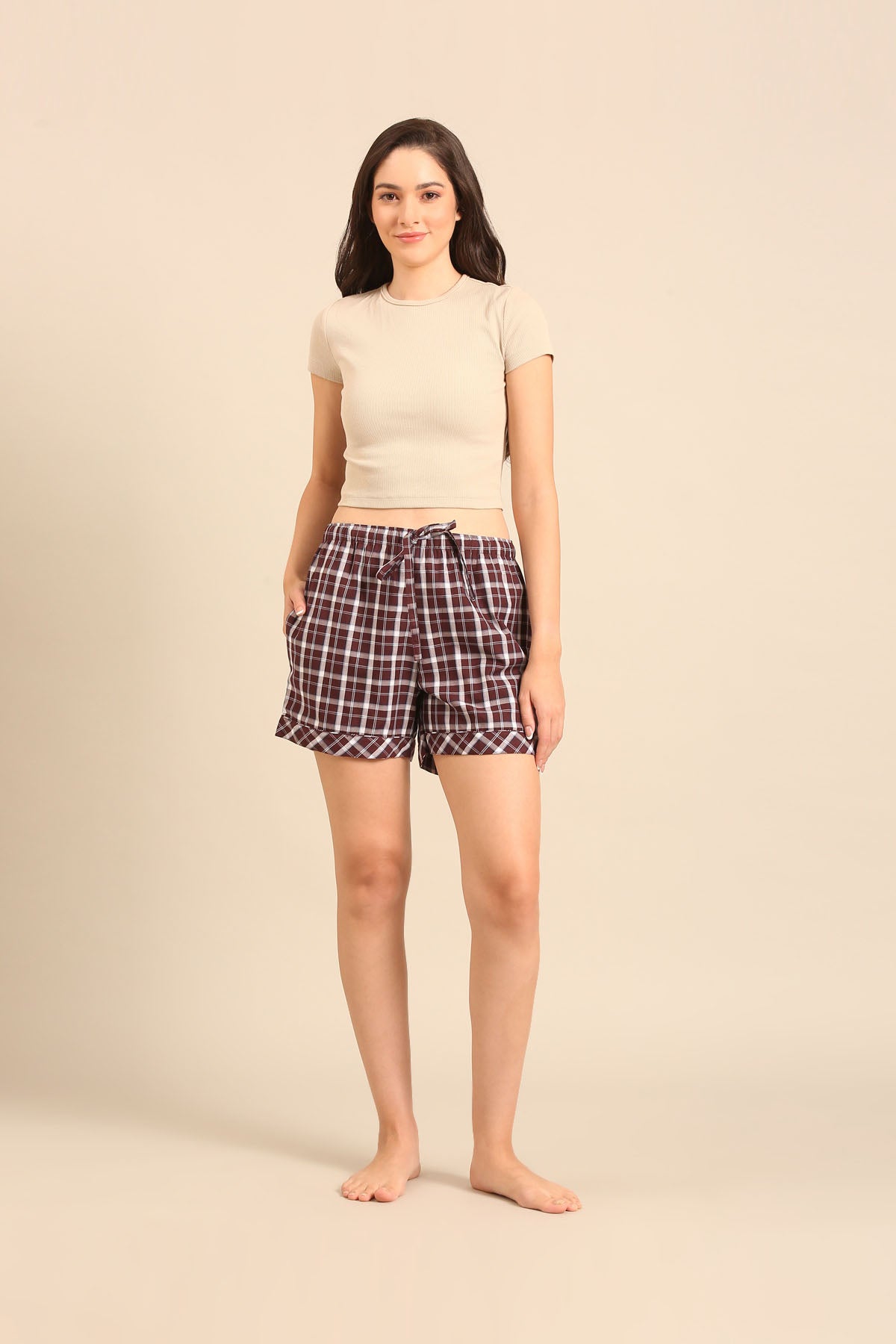 Edith Plaid Cotton Women's Shorts Only