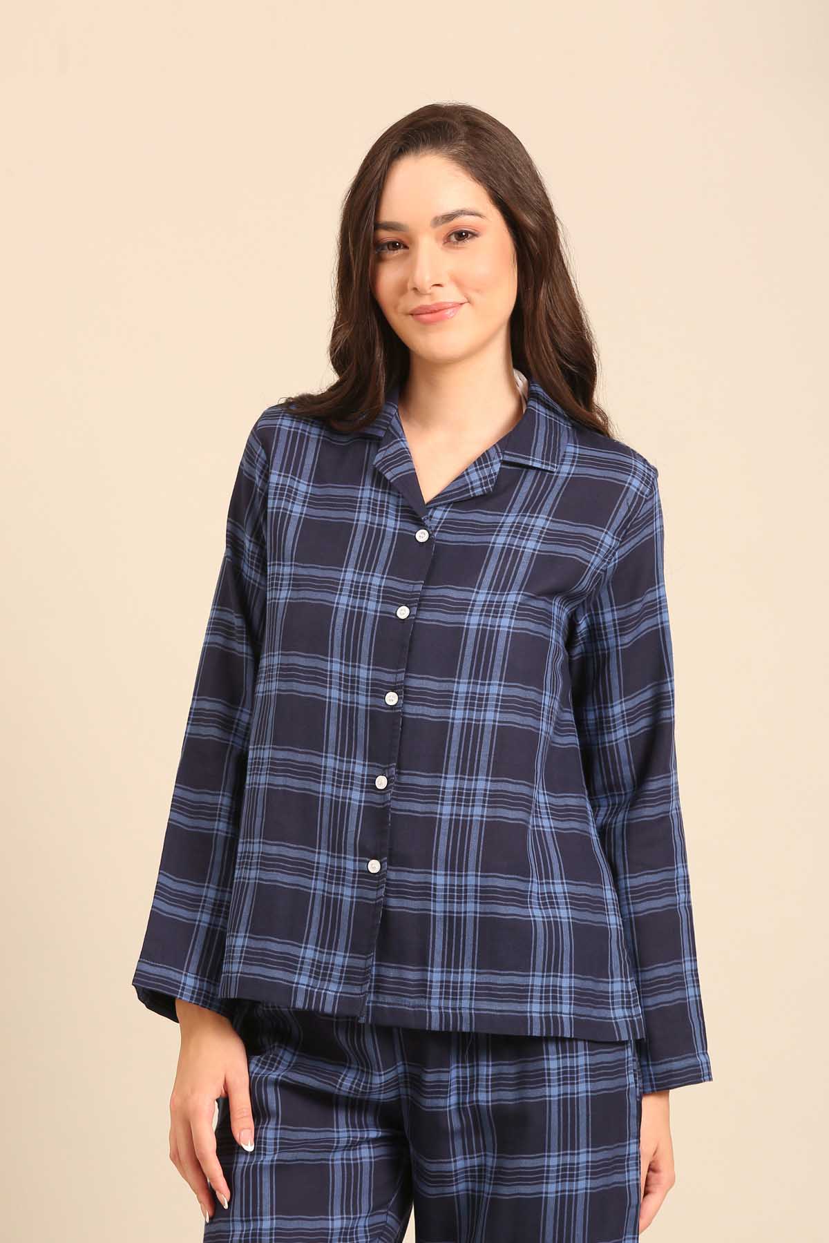 Vienna Check Cotton Women's Shirt - Full Sleeves