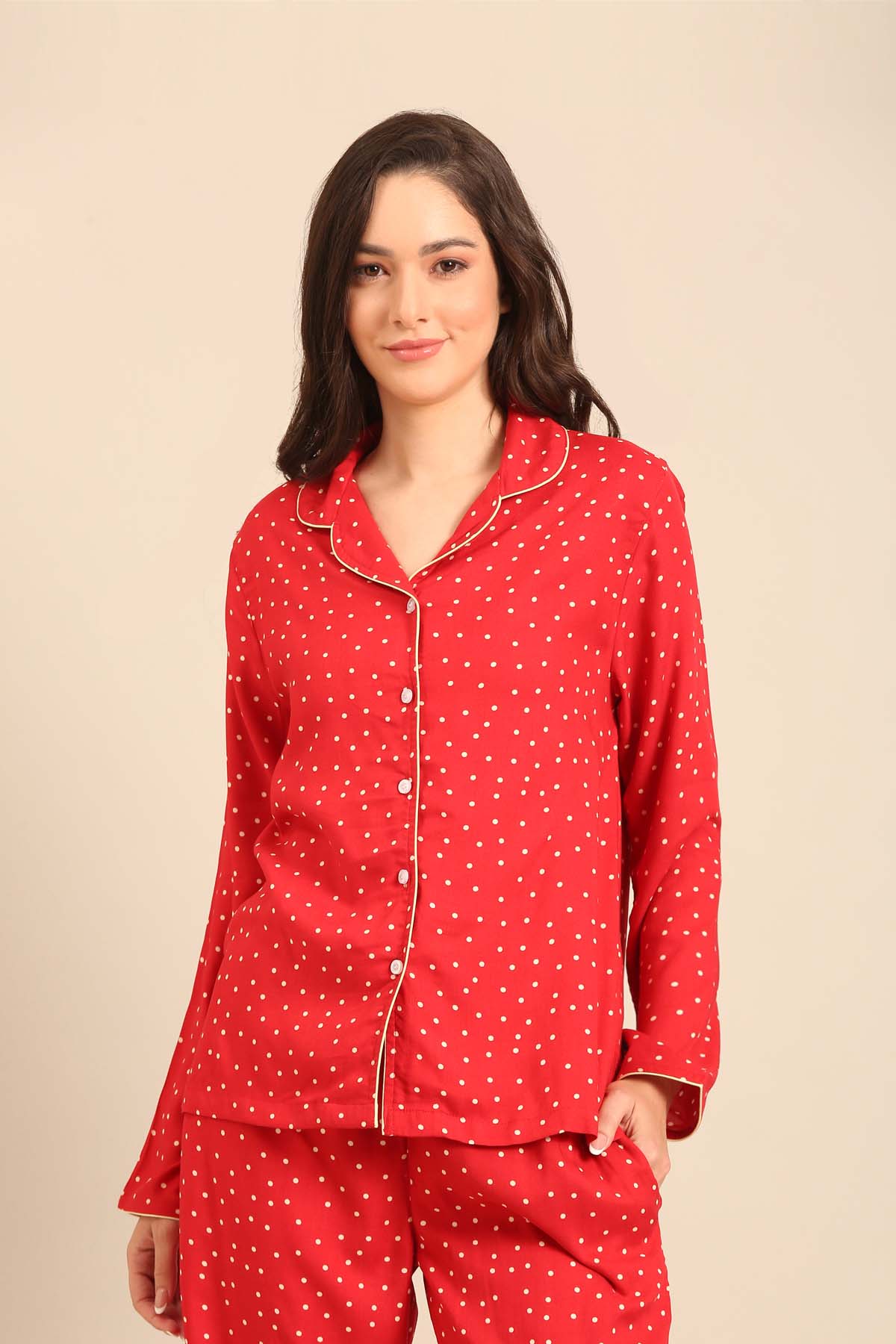 Minnie Polka Viscose Women's Shirt - Full Sleeves