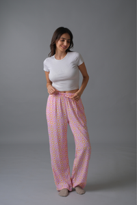 Irene Pink Floral Printed Cotton Blend Women's Pajama