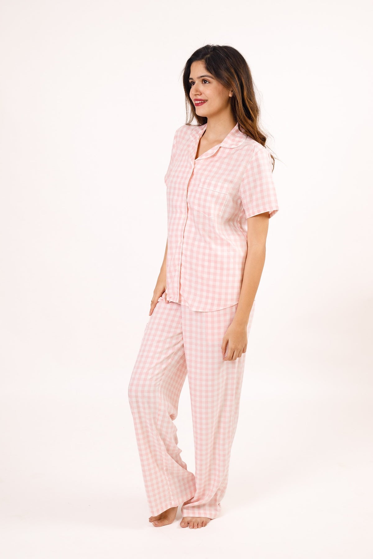 Candy Checked Ultra-soft Cotton Women's Pajama Set - Half Sleeves