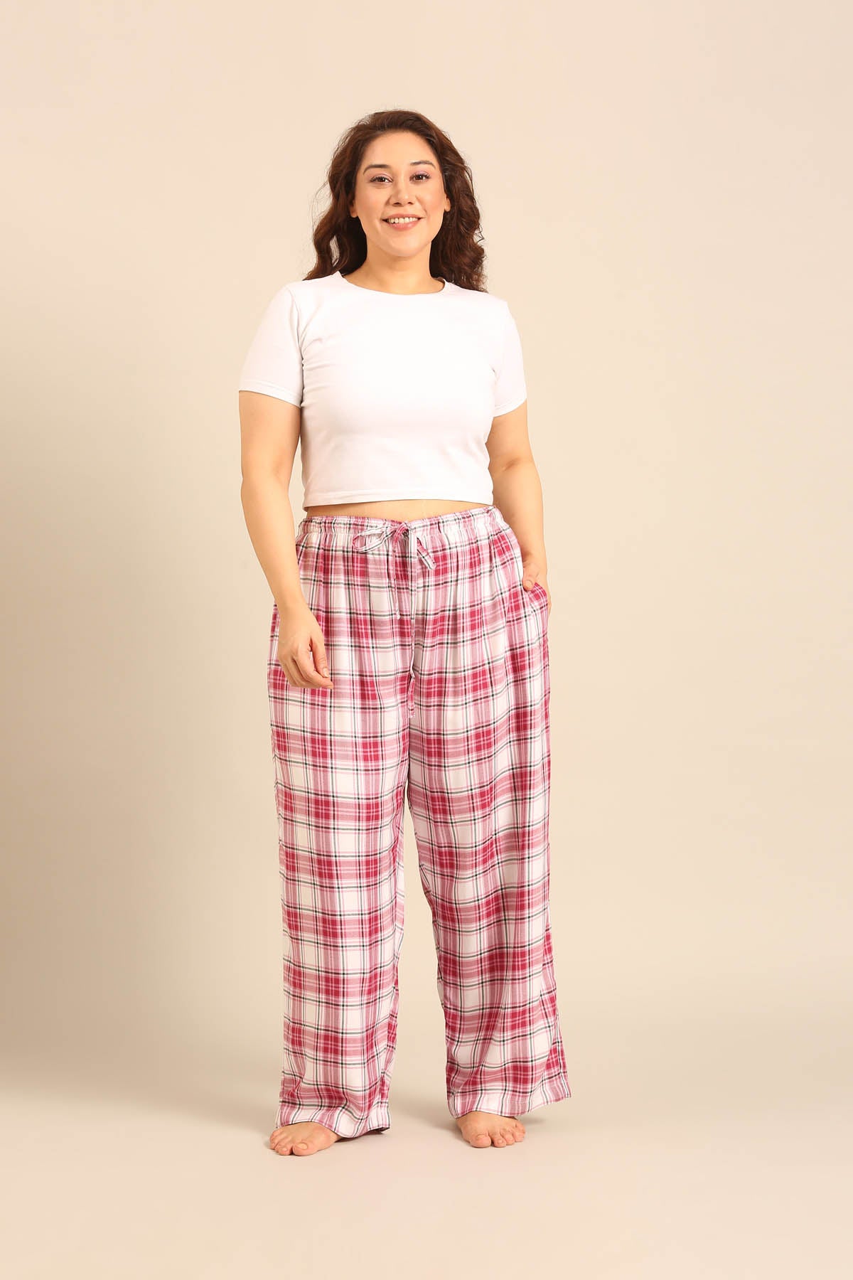 Nina Check Viscose Twill Women's Curve Pajama Only