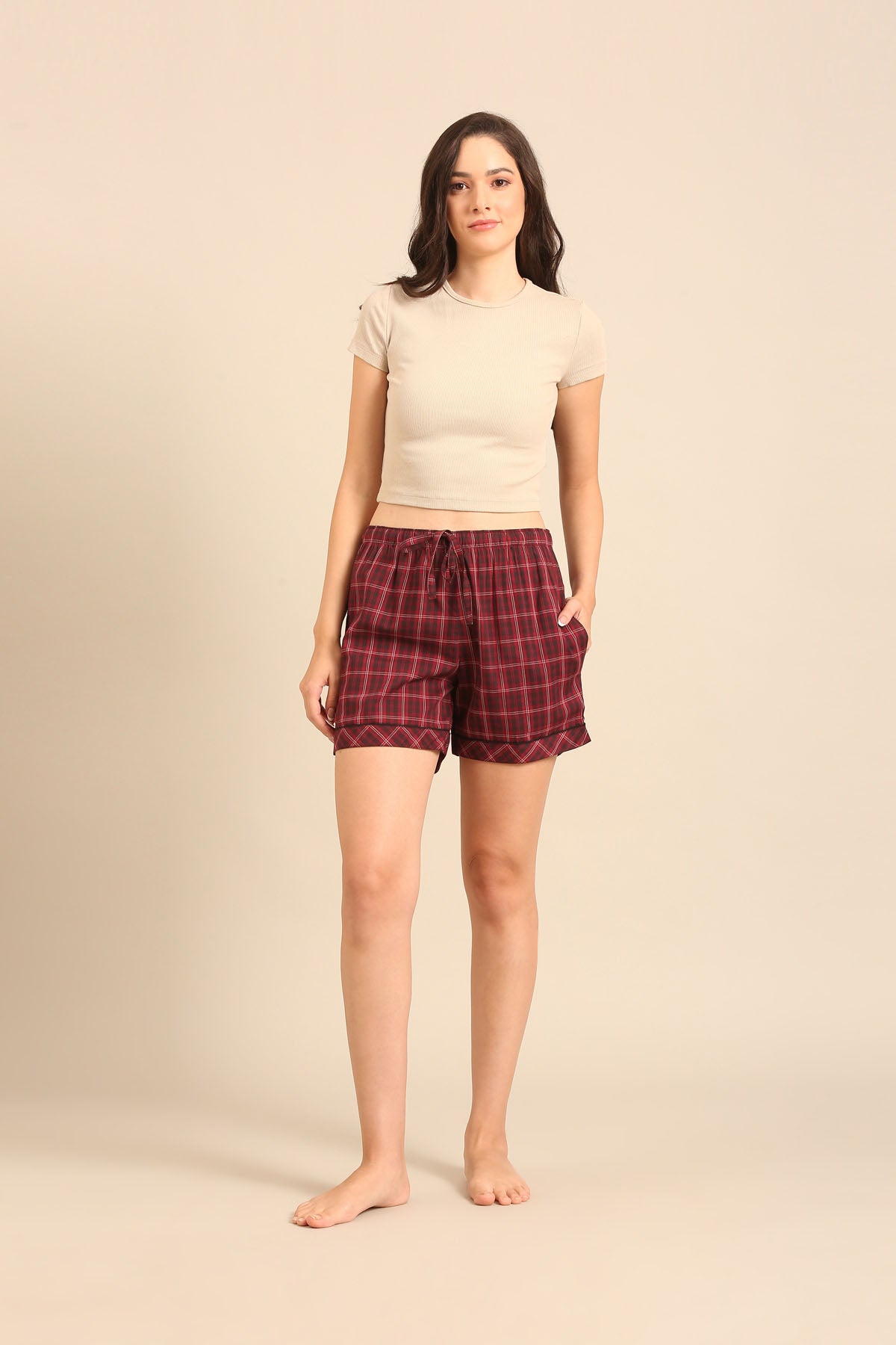 Veronica Plaid Cotton Women's Shorts Only