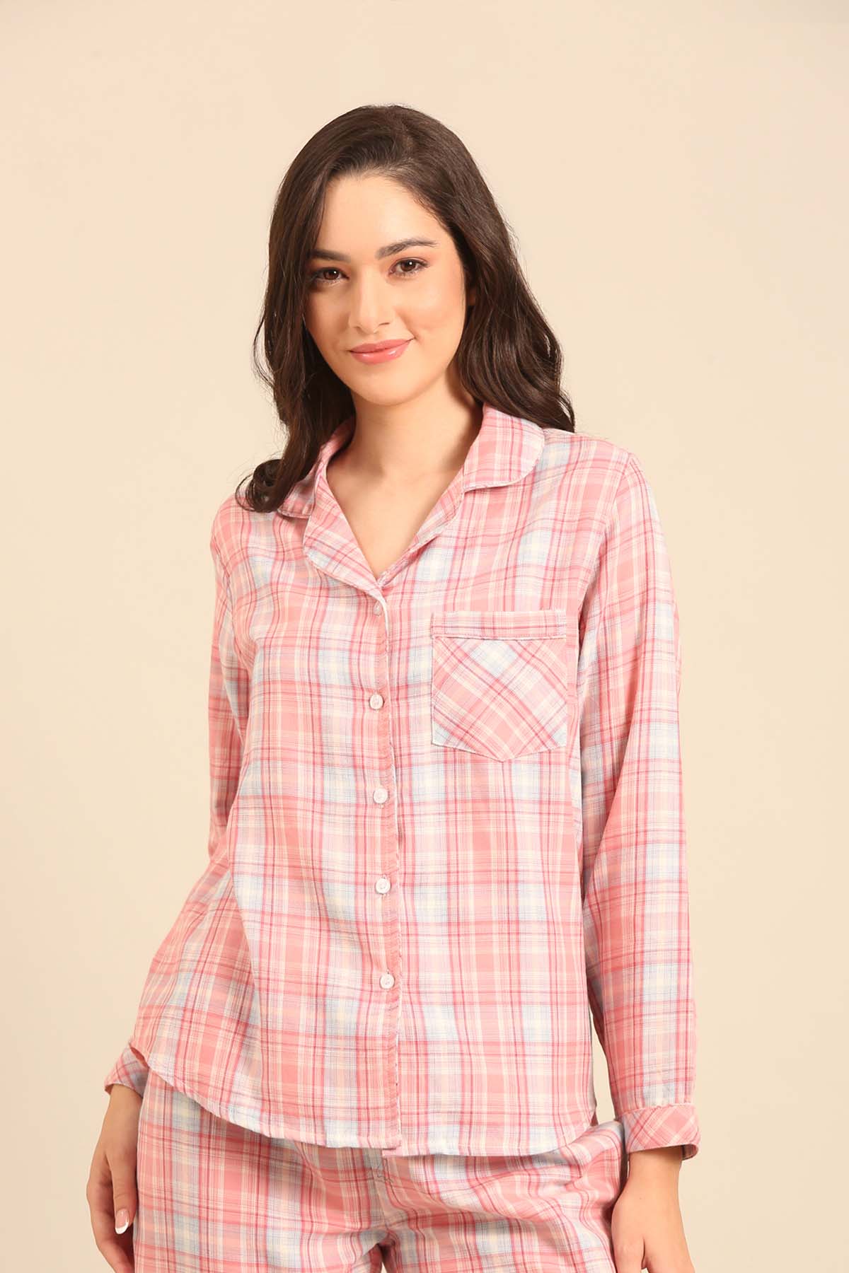 Blair Check Cotton Women's Pajama Set - Full Sleeves