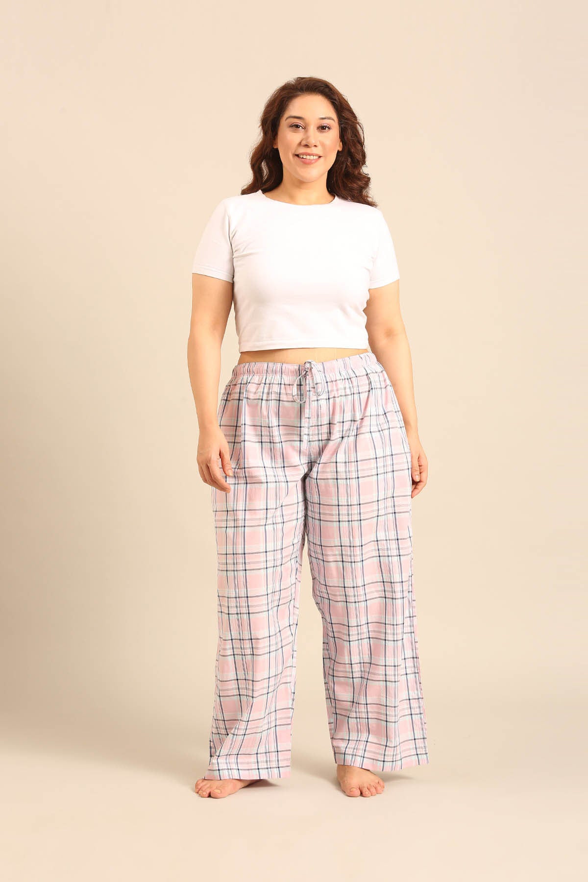 Annette Check Cotton Women's Curve Pajama Only