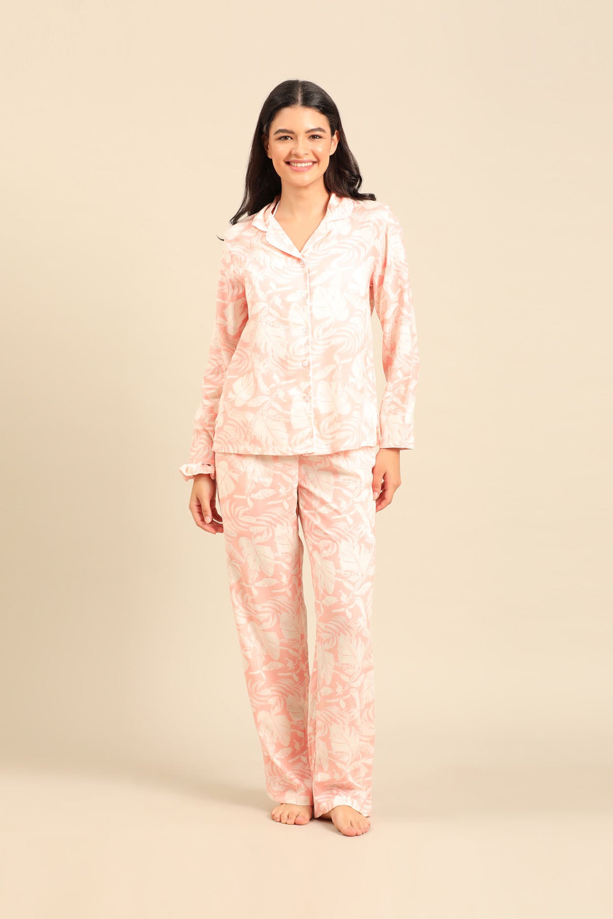 Layla Floral Viscose Women's Pajama Set - Full Sleeves