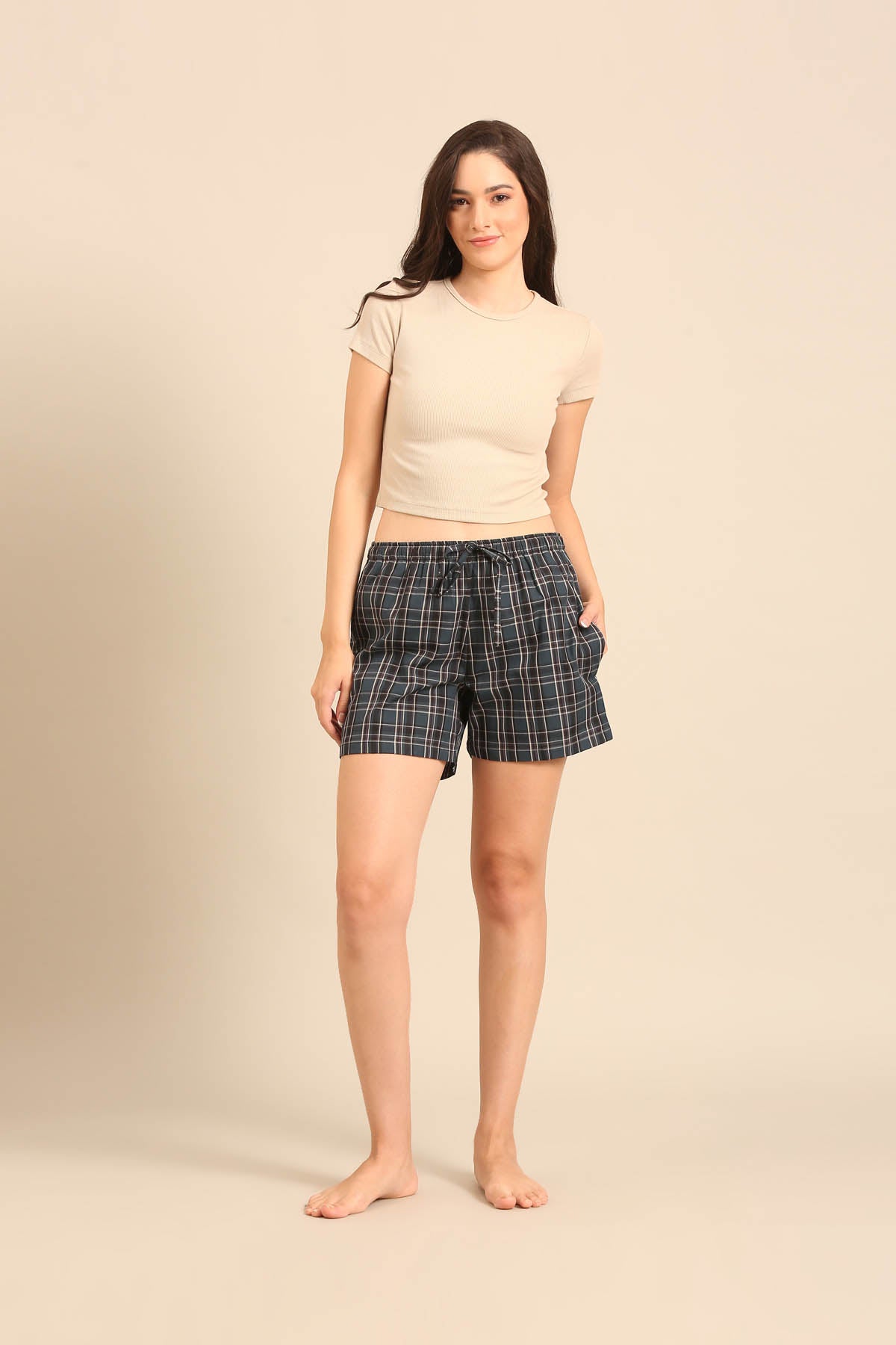 Charlotte Check Cotton Women's Shorts Only