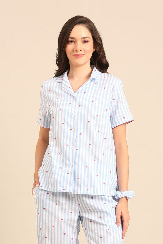 Lola Heart Cotton Twill Women's Shirt Only - Half Sleeves