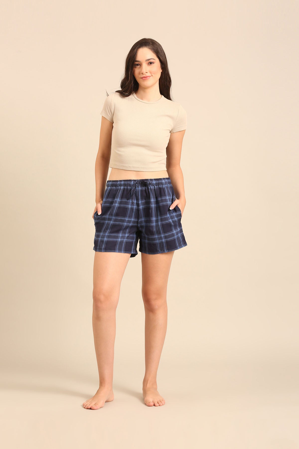 Vienna Check Cotton Women's Shorts Only