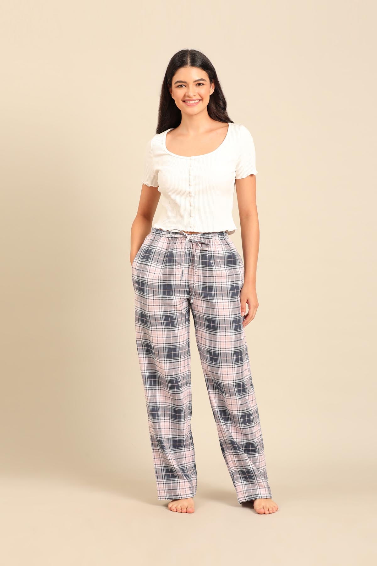 Maisie Check Cotton Twill Women's Pajama Only