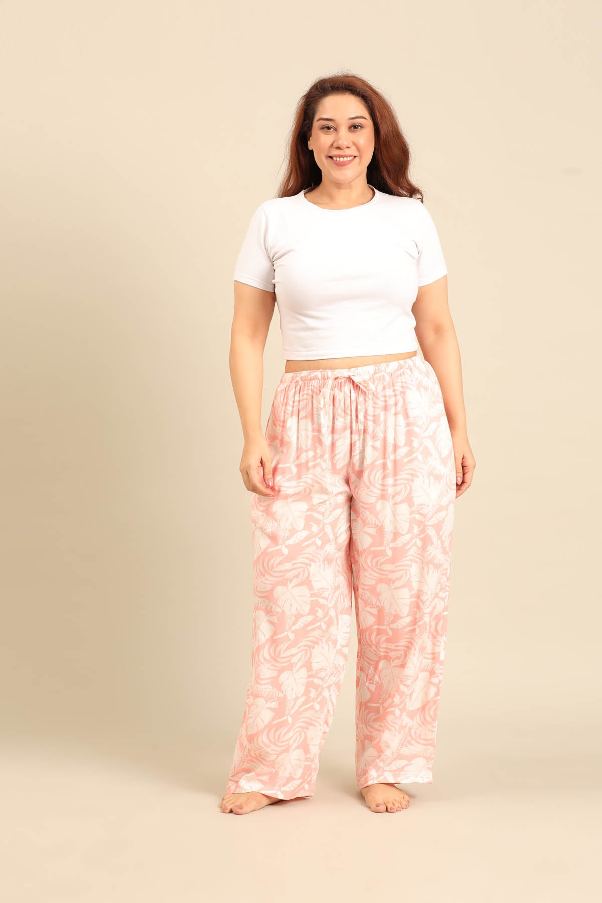 Layla Floral Viscose Women's Curve Pajama Only