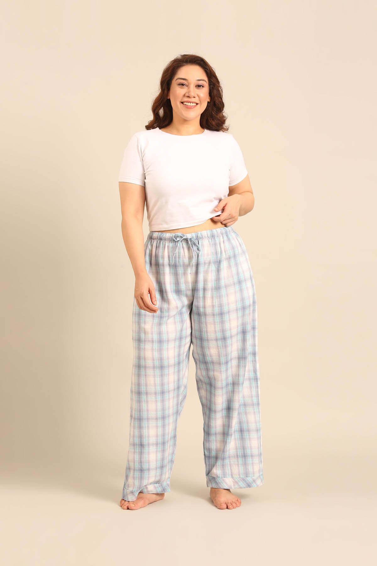 Serena Check Cotton Women's Curve Pajama Only