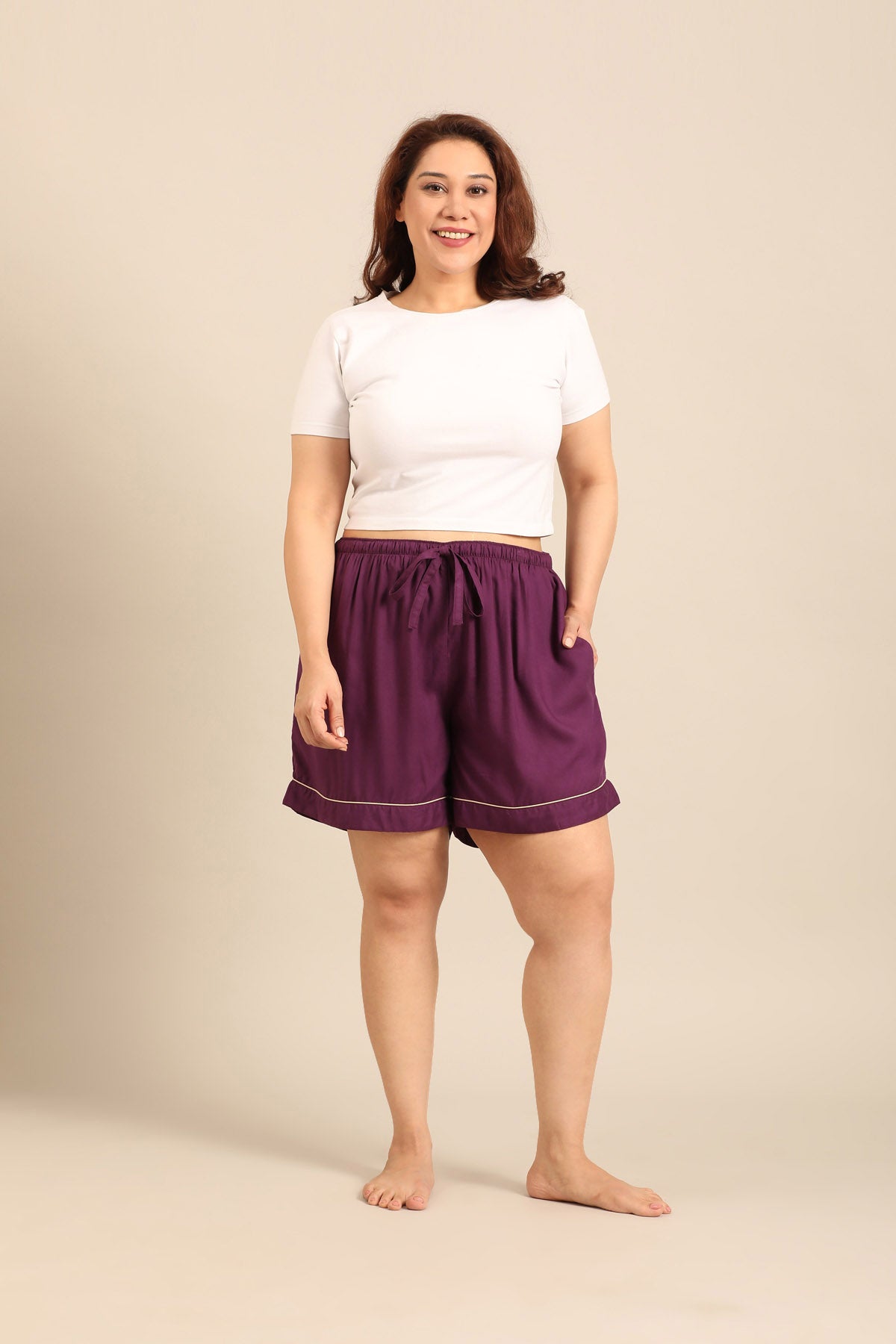 Emily Merlot Viscose Women's Curve Shorts Only